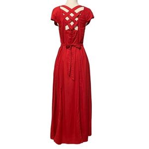 NWT Anthropologie Maeve Red Tate Dress Crossback A Line Maxi